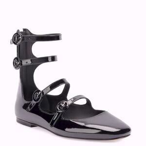 New Larroudé Alexa Patent Leather Ballet Flats‎ Sz 8.5 Black